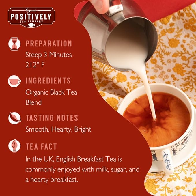 Organic Positively Tea Company, Breakfast Tea Sampler, Loose Leaf, 4 Ounce, 3 Pack