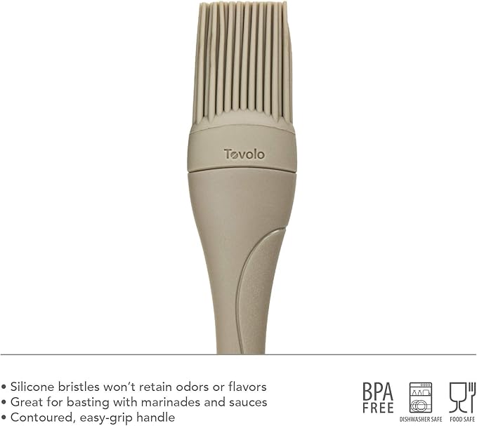 Tovolo Small 7” Heat Resistant Kitchen Silicone Cooking Brush Great for Pastry Baking Basting Sauces Marinades Glazing Oil Brushing Baste Meats Pastries Cakes Desserts, Slate Gray