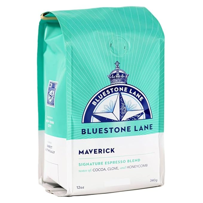 Bluestone Lane Ground Coffee, Maverick Espresso Blend, Medium Roast, 12 Ounce Bag