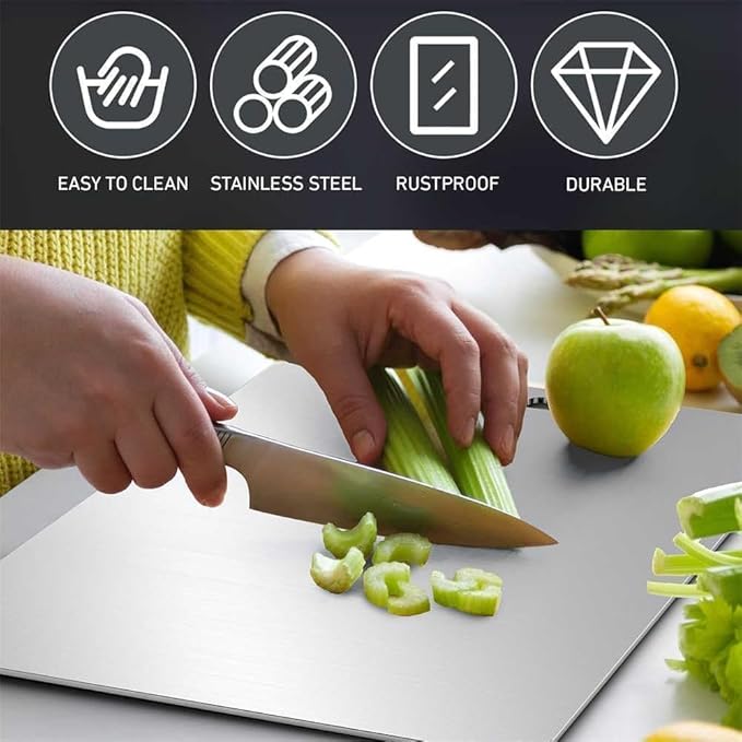 Titanium Cutting Board - 2025 New Upgrade 100% Pure Titanium Cutting Boards for Kitchen Double Sided Non Toxic Titanware Cutting Board,Hygiene Durable Dishwasher Safe Chopping Board (12"L x 9"W)