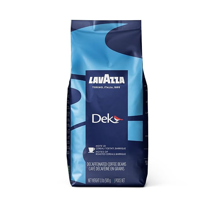 Lavazza DEK Whole Bean Coffee, Arabica and Robusta Blend, 1.1 lb Bag (Pack of 1)