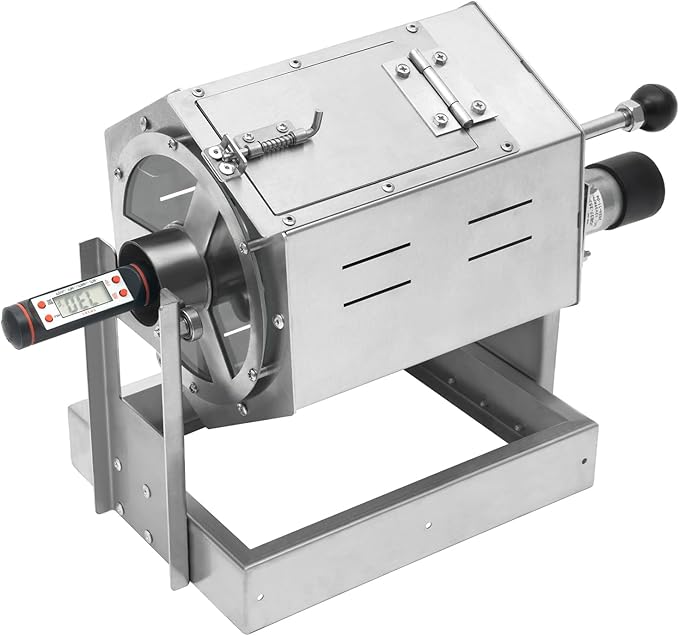 0.66-2.65lb Automatic Coffee Roaster Coffee Bean Roasting Machine Commercial Coffee Gas Roaster with Thermometer & Speed Controller Drum Type Gas Burner Require