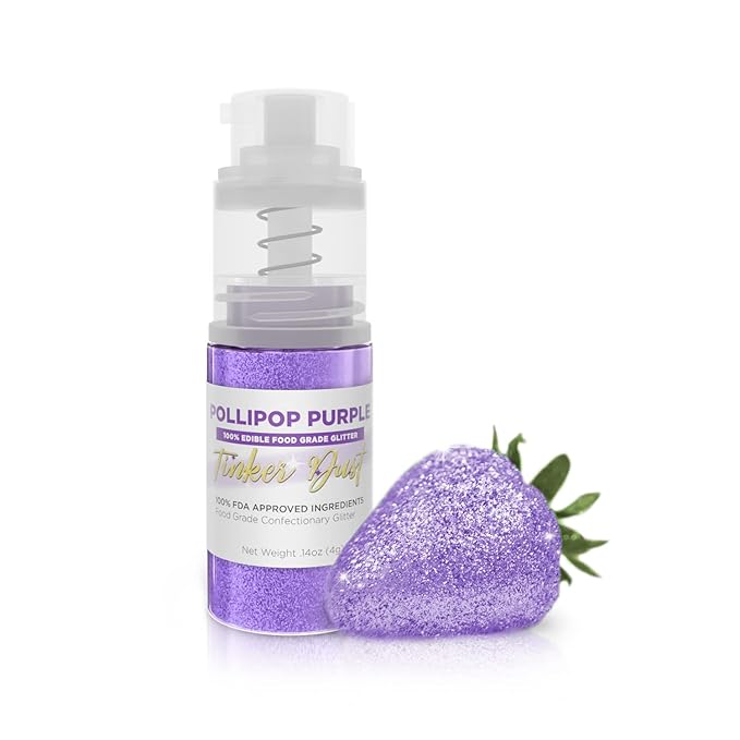 Bakell - Pollipop Purple Tinker Dust (4g, 1x Mini Spray Pump) Edible Glitter for Food, Desserts, and Beverages!