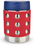 LunchBots Thermal 12 oz Triple Insulated Thermos - Hot 6 Hours or Cold 12 Hours - Leak Proof Thermos Soup Jar - All Stainless Interior - Navy Lid - Red Dots
