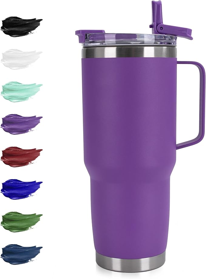 HASLE OUTFITTERS 30oz Tumbler With Handle, Insulated Travel Coffee Mug With Straw Leak-Proof Double Wall Stainless Steel Vacuum Tumblers Metal Cup with Straw for Hot and Cold Drink