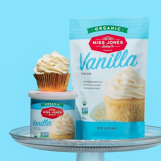 Miss Jones Baking Organic Buttercream Frosting, Perfect for Icing and Decorating, Vegan-Friendly: Vanilla (Pack of 3)