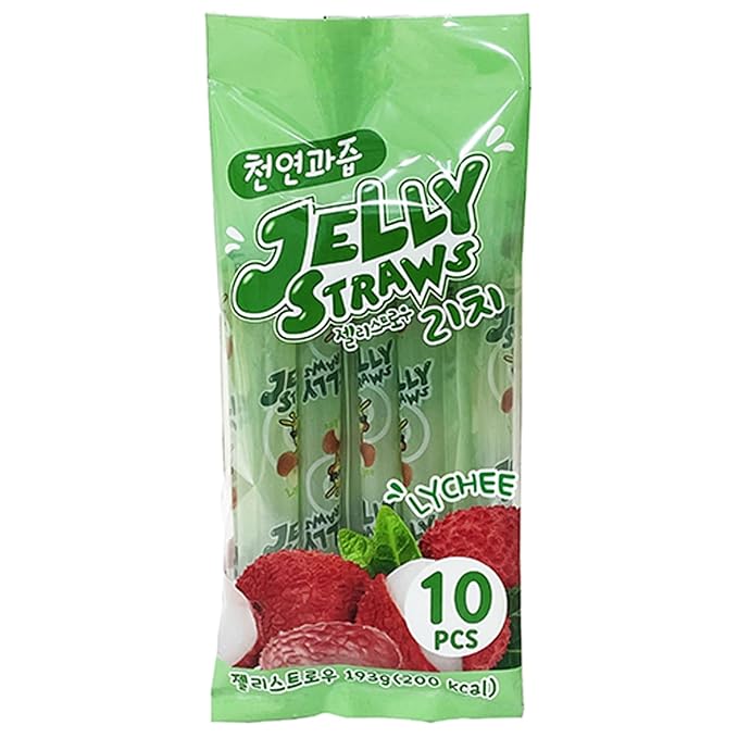 Fruit Jelly Straw - Assorted Flavors (Peach, Mango, Blueberry, Lychee) (Lychee)