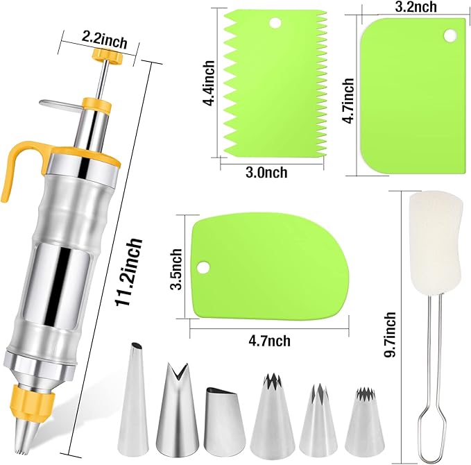 Frosting Piping Kit Cake Decorating Tools Supplies Icing Piping Kit Cupcake Decoration Gun Set Dessert Decorator Syringe Tools 6 Russian Piping Icing Nozzles Cupcake Frosting Filling Injector(Yellow)