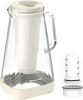 GLACIER FRESH 10 Cup Purela Glass Water Pitcher with 1.6X Flow Rate Upgraded Ultrafiltration Membrane and Activated Carbon Filter, Reduces 99% Chlorine, PFOA&PFOS, Coliforms, White