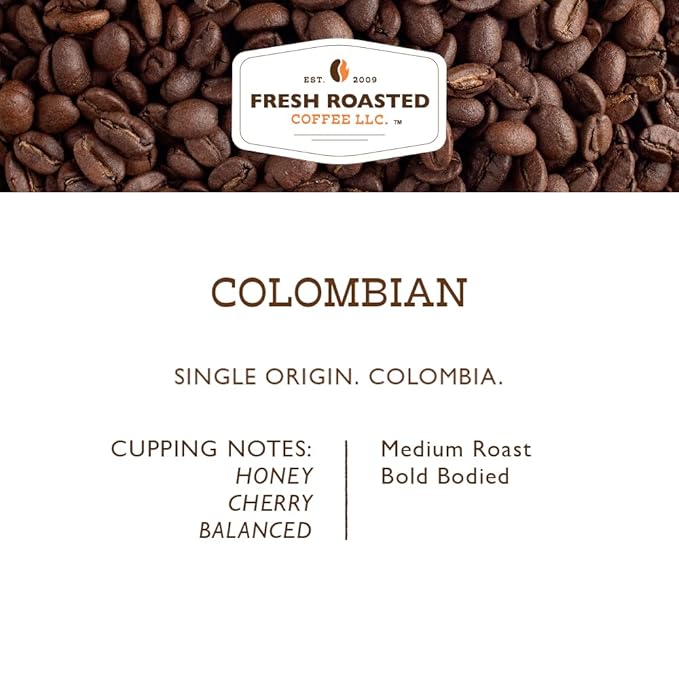 Fresh Roasted Coffee,100% Colombian, 5 lb (80 oz), Medium Roast, Kosher, Ground