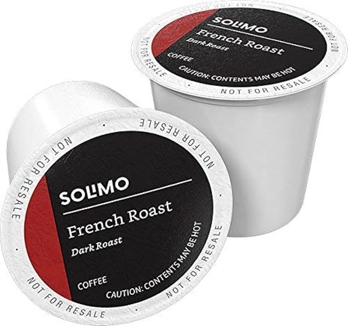 Amazon Brand - Solimo Dark Roast Coffee Pods, French Roast, Compatible with Keurig 2.0 K-Cup Brewers, 100 Count