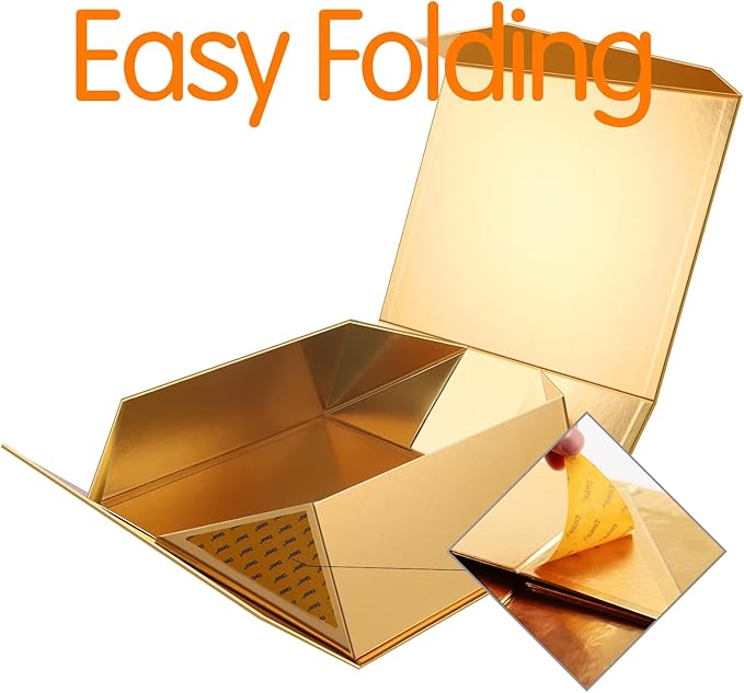 19.2x15.8x7 Inches, 5 Extra Large Gift Boxes with Lids, Bridesmaid Proposal Boxes with Magnetic Closure, Giant Gift Boxes for Clothes and Large Gifts (Glossy Gold)