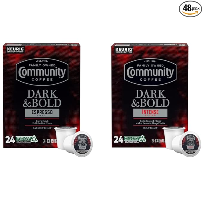 Community Coffee Dark & Bold Variety 48 Count Keurig K-Cup Coffee Pods, Extra Dark Roast, 48 Count (Pack of 1)