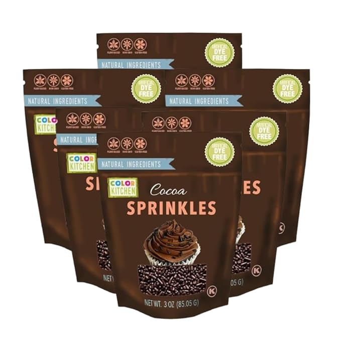 Color Kitchen Sprinkles Natural Ingredients Baking Cake Decorations, Ice Cream Toppings and Cookie Decorating - Artificial Dye-free, Plant-Based Colors, Gluten-Free ,Non-GMO, No Hydrogenated Oils, Soy-Free, Kosher, Certified Natural Cocoa Sprinkles 3 O...