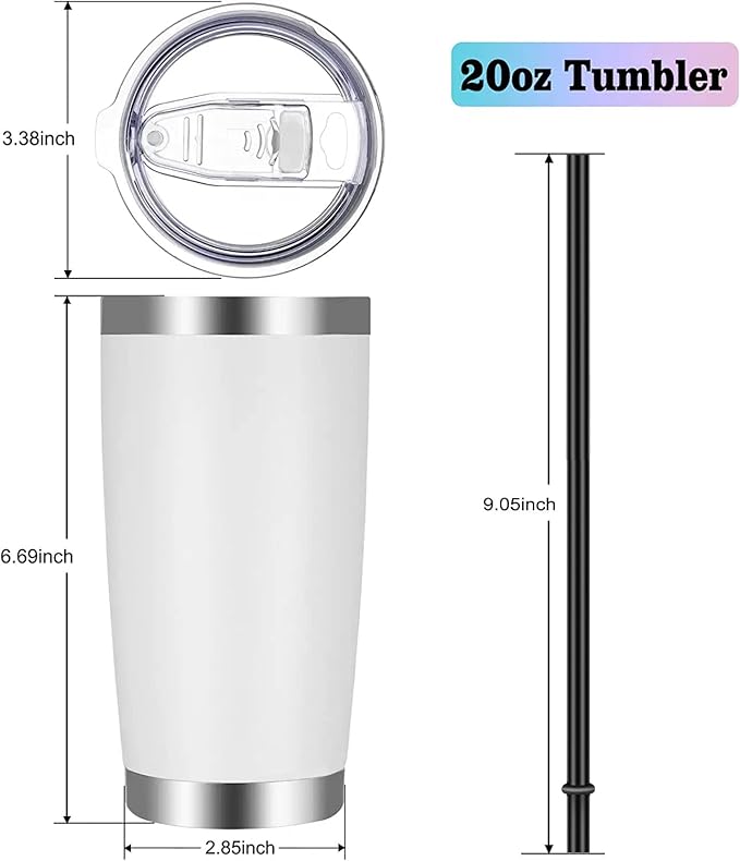 VEGOND 20oz Tumbler with Lid and Straw Stainless Steel Tumbler Cup Bulk Vacuum Insulated Double Wall Travel Coffee Mug Powder Coated Coffee Cup(Mix 12 Pack)