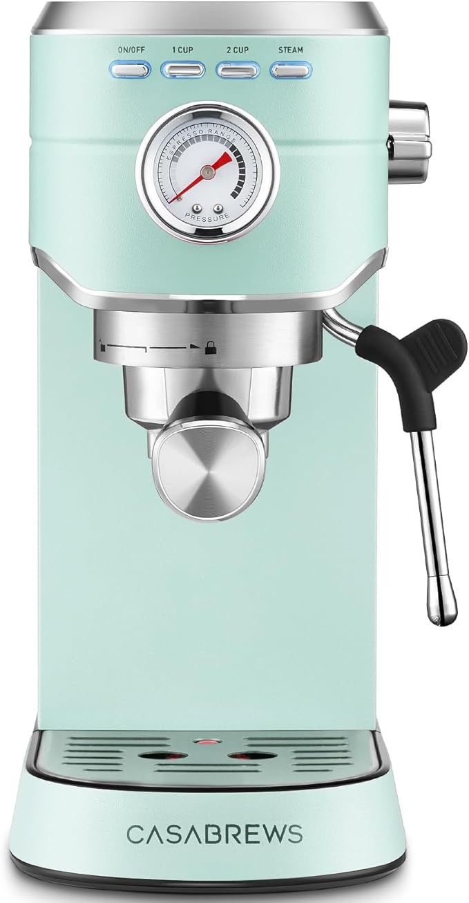 CASABREWS CM5418 Espresso Machine 20 Bar, Cappuccino Machine with Milk Frother Steam Wand, Stainless Steel Espresso Maker for Home, Espresso Coffee Machine with 34oz Removable Water Tank, Pastel Green