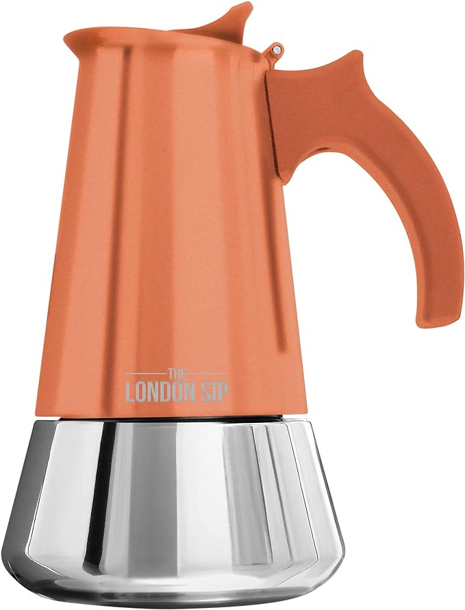 London Sip Stainless Steel Stovetop Espresso Maker Moka Pot Italian Coffee Percolator, Copper, Small (5.07 oz)