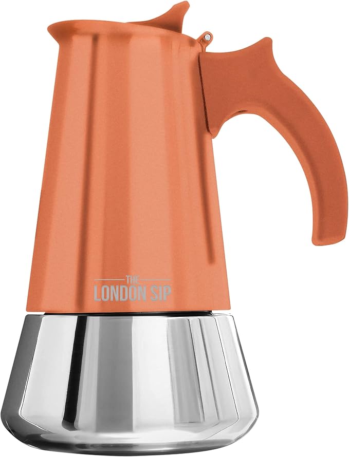 London Sip Stainless Steel Stovetop Espresso Maker Moka Pot Italian Coffee Percolator, Copper, Large (16.9 oz)