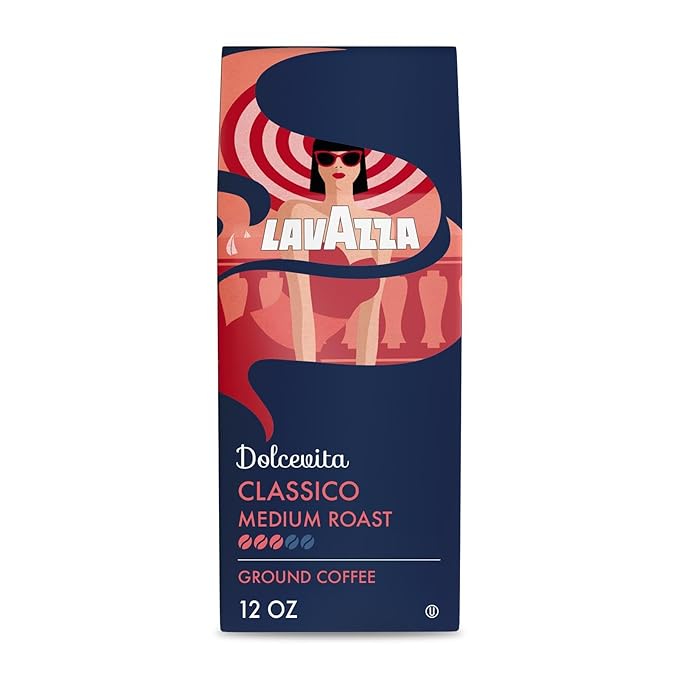 Lavazza Dolcevita Classico Ground Coffee 12oz Bag, Medium Roast, Rich and Full-bodied, Intensity 3/5, Arabica and Robusta, Ideal for Drip Brewers (Pack of 1) - Package May Vary