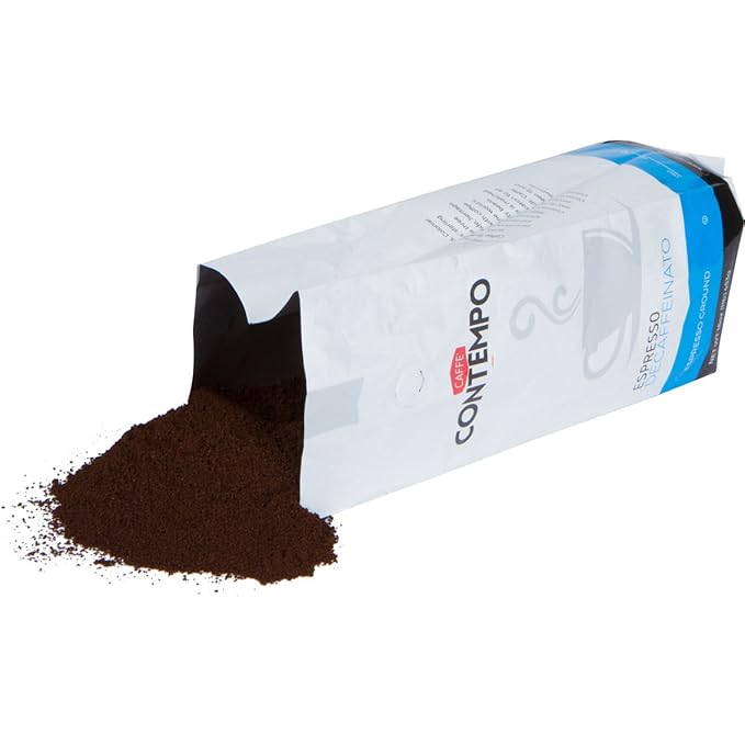 CAFFÉ CONTEMPO DECAF Italian Style Ground Espresso, Water Process Decaffeination, 1 LB, Fine Grind, Dark Roast, Freshly Roasted Coffee, Great for Moka Pot