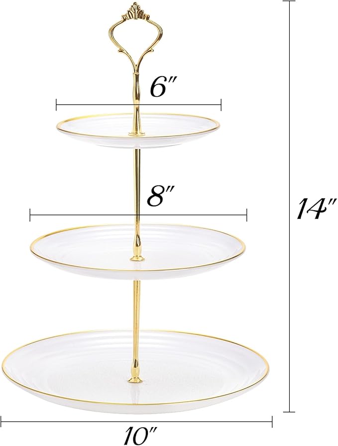 Goaste 3 Pack Tiered Cupcake Stand, Plastic Cupcake Stand Tower, 3 Tier Round Shape Dessert Serving Tray, White Cookie Candy Buffet Stand for Tea Party, Baby Shower, Wedding, Birthday, Christmas