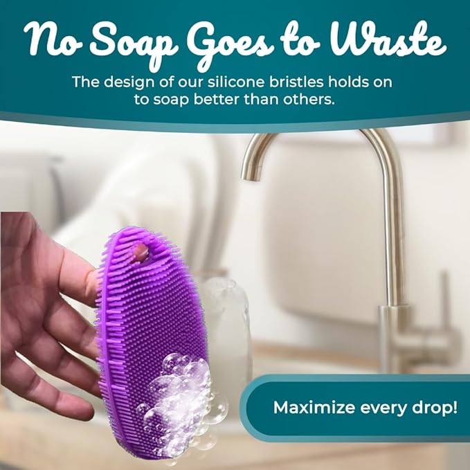 Food Grade Silicone Dish Scrubber - BPA-Free Kitchen Scrubbers for Dishes and Housecleaning (4-Pack Ovals)