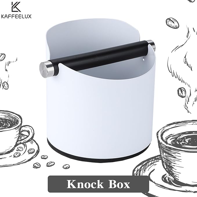 Italian Espresso Tapping Box, Stainless Steel Coffee Grinding Tapping Box, With Detachable Tapping Rod And Anti Slip Rubber Base (White)