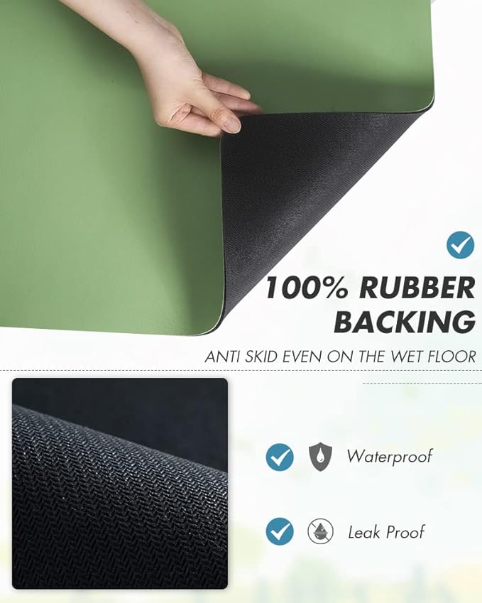 AMOAMI Coffee Mat - Hide Stain Rubber Backed Absorbent Dish Drying Mat for Kitchen Counter - Fits Under Coffee Maker or Machine