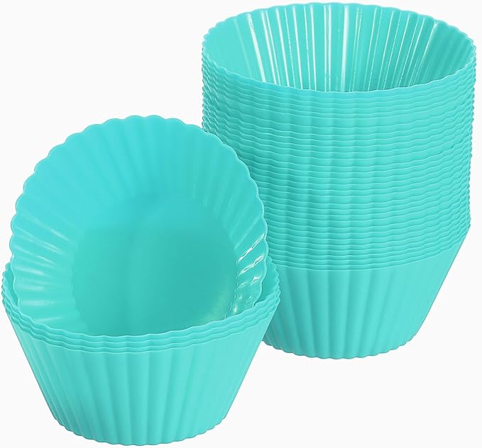uxcell 36Pcs Silicone Cupcake Liners, Non-Stick Baking Cups, for Cooking Eggs, Baking Muffins and Make a Cake(Mint Green)