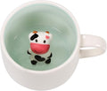 Baby Cow Ceramic Cup Hidden 3D Animal Inside Mug,12 oz Cute Cartoon Handmade Figurine Mugs,Christmas Birthday Surprise for Friends Family or Kids (Baby Cow)