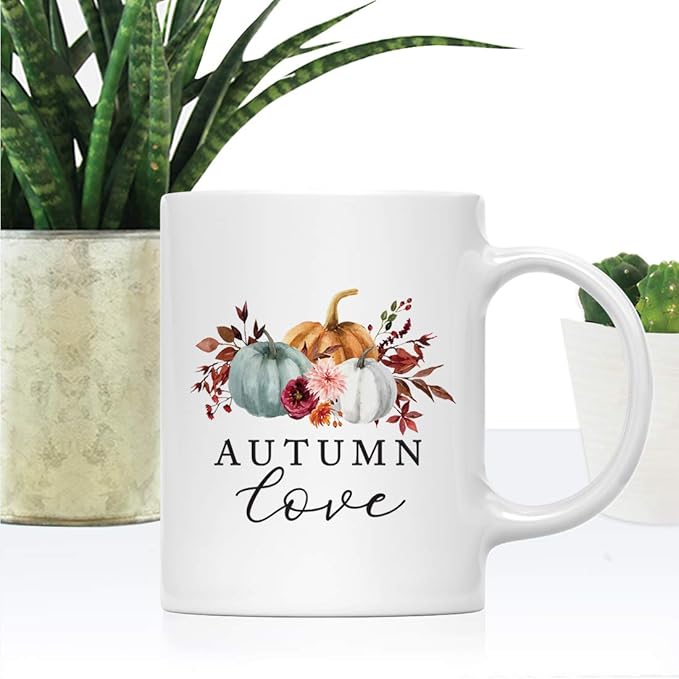 Andaz Press Fall Burgundy Marsala 11oz. Ceramic Coffee Tea Mug, Autumn Love, 1-Pack, Pumpkin Floral Leaves Graphic, Birthday, Friend, Family, Coworker, Autumn Season, Thanksgiving Ideas