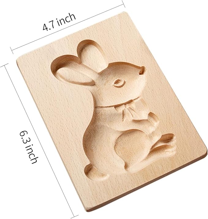 Wooden Cookie Biscuit Mold, 3D Baking Mold, Embossing Craft Decorating Baking Tool, Suitable for Halloween Thanksgiving Christmas Kitchen DIY (Stand Rabbit)