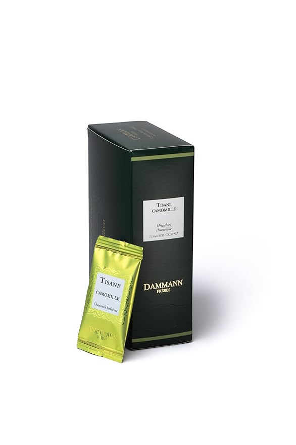 Dammann Freres Sachets, Chamomile Tea Bags, Premium Gourmet French Herbal Tea, Individually Wrapped, 21 Count (Single Pack)