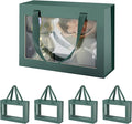 JINGUAN 5 Green Gift Boxes with Windows, Lids, and Handles - Clear Magnetic Gift Boxes for Presents - Size: 10.5x7.5x3 Inches