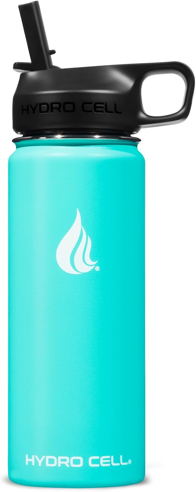 HYDRO CELL Stainless Steel Sport Water Bottle with Straw - Keeps Drinks Cold & Hot via a Leak Proof Metal Triple Insulated Vacuum Flask for All Sports and Outdoors Activities (Teal 18oz)