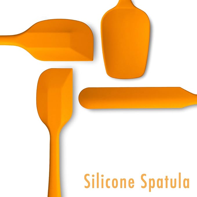 4 Piece Silicone Spatula Set, Flexible Heat Resistant Non-scratch Baking Cooking Rubber Spatulas with Stainless Steel Core, Orange