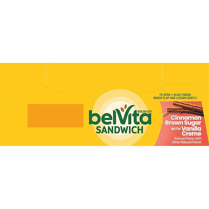 belVita Breakfast Bar Biscuit Sandwiches, Cinnamon Brown Sugar with Vanilla Creme, 30 Total Packs, 6 Boxes (2 Biscuits Per Pack)