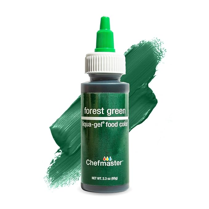Chefmaster Forest Green Liqua-Gel® Food Coloring | Vibrant Color | Professional-Grade Dye for Icing, Frosting, Fondant | Baking & Decorating | Fade-Resistant | Easy-to-Use | Made in USA | 2.3 oz
