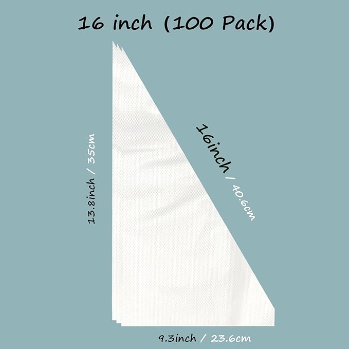 100Pack Disposable Pastry Bags, 16 Inch Clear Thick Plastic Anti-Burst Pastry Icing Frosting Piping Bags For Decorating Cupcakes Cakes Cookies