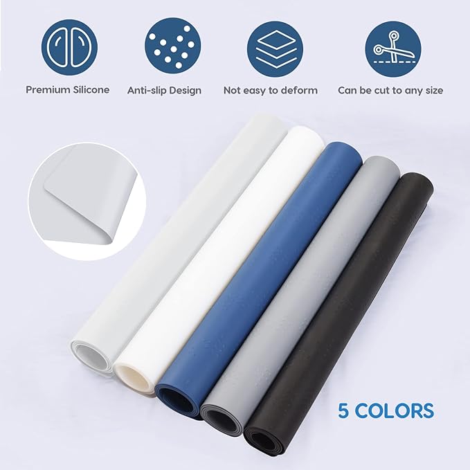 AECHY Extra Large Silicone Mat 35.3"x23.5"x0.08", Multipurpose Silicone Mat Thick Heat Resistant Mat Shipped Rolled Up Kitchen Counter Mat Waterproof Nonslip Silicone Mats for Kitchen Counter Black
