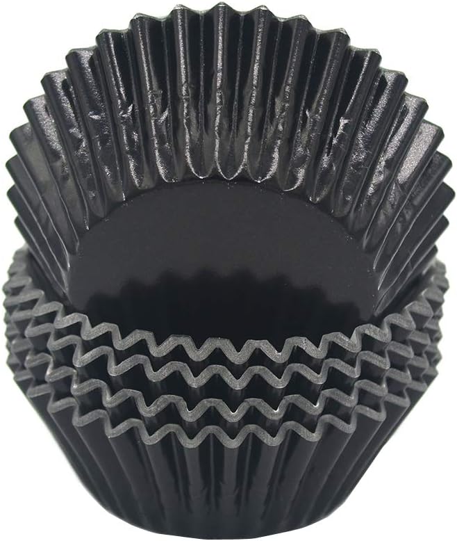Standard Black Foil Cupcake Liners Muffin Baking Cups for Party and More, 100-Count