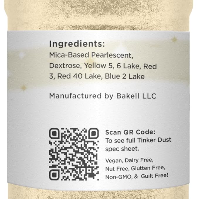 BAKELL Champagne Gold Edible Glitter, 45 Grams | TINKER DUST Edible Glitter | KOSHER Certified | 100% Edible Glitter | Cakes, Cupcakes, Cake Pops, Drinks, Dessert Vegan Glitter & Dusts (45g Shaker, Champagne Gold)