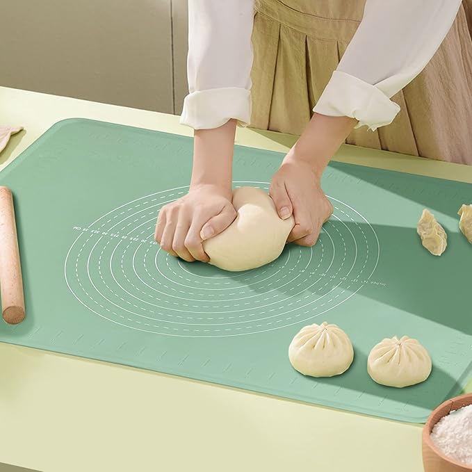 24"X16" Silicone Baking Mat Extra Large Non-stick Pastry Mat with High Edge, Dough Rolling Board for Pastry, Macarons, Pies, Bread, Cookies, Pizza, Fondant, Pasta, Food Grade Silicone Baking Supplies