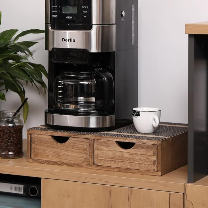Coffee Pods Storage Drawer Holder for Capsules - Multi Functional Desk Organizer Drawers For K-Cup Coffee Maker Brew - Kitchen Mini Wooden Box Chest Sideboard Counter Organization CF1D2C Dark