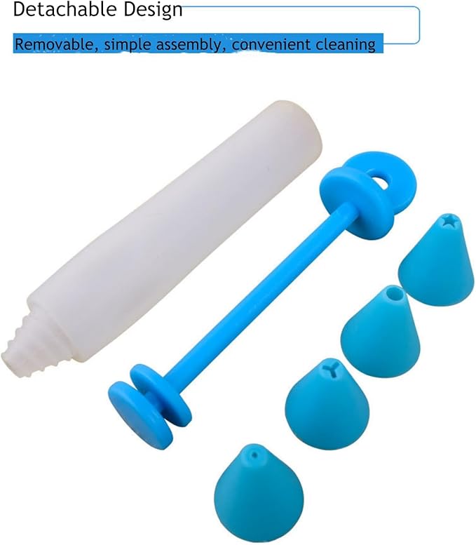 Cake Decorating Pen Dessert Decorating Tool, Silicone Food Syringe Cylinder with 4 Heads Cookie Icing Piping Nozzles Used for Chocolate Jam, Lettering, Drawing, Cream (Black)