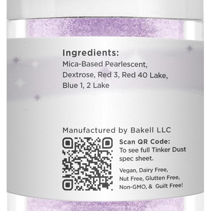BAKELL Lilac Purple Edible Glitter, 25 Grams | TINKER DUST Edible Glitter | KOSHER Certified | 100% Edible Glitter | Cakes, Cupcakes, Cake Pops, Drinks, Dessert Vegan Glitter & Dusts (25g, Lilac Purple)