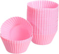 uxcell 42Pcs Silicone Cupcake Liners, Non-Stick Baking Cups, for Cooking Eggs, Baking Muffins and Make a Cake(Pink)
