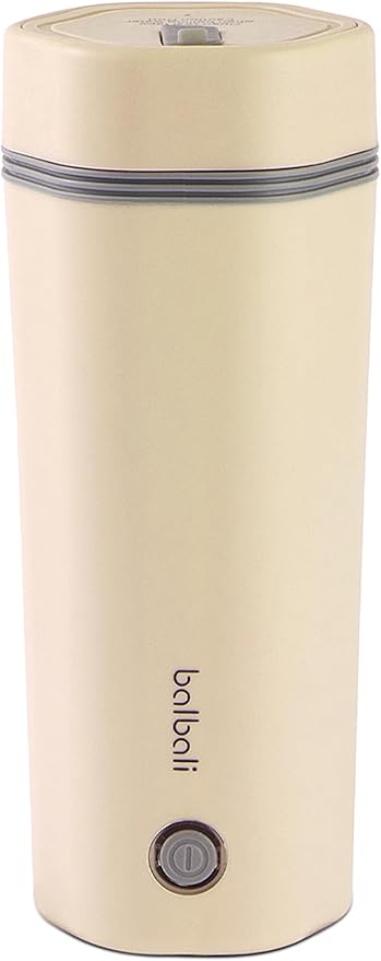 balbali Travel Kettle - 12oz Portable Electric Kettle for Boiling Water - Self Heating Cup/Thermos - Single Size Personal Tea Maker -Hot Water Boiler/Heater/Warmer - Yellow