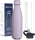 Insulated Water Bottle, 17oz Stainless Steel Water Bottles with straw lid, Metal Sports Water Bottles for Boys,Girls, Double Wall Vacuum BPA-Free Flask for School, Sports (Light purple)