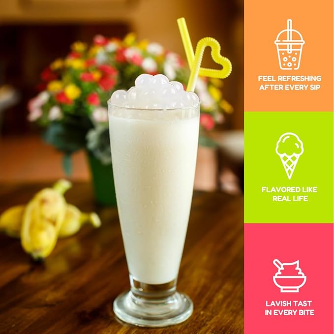 Fanale Yogurt Popping Boba Pearls, Vegan, Non GMO, Gluten Free, Fat Free, Perfect for Bubble Tea, Smoothies, Ice Cream, Desserts, and Beverages.